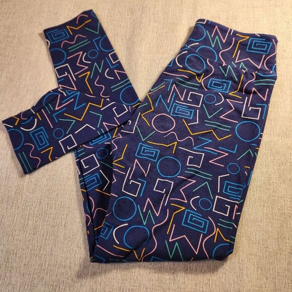 LuLaRoe Pants - Lularoe Leggings OS One Size Dark Blue Geometic Pattern